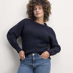 Everlane Alpaca Cocoon Crew Sweater In Navy, Large
